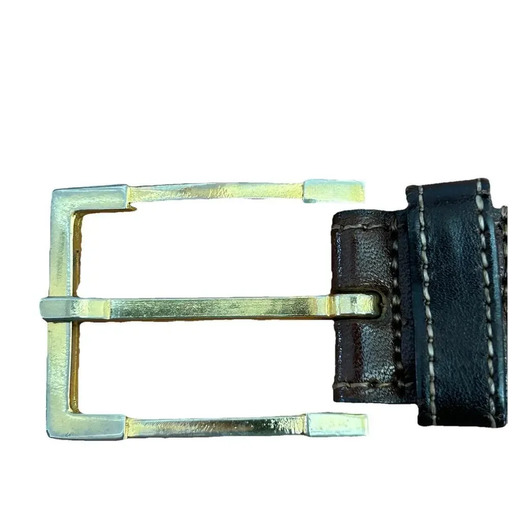 Torino Brown Full Grain Glove Leather Brass Buckle Italian Belt Men's Size 36